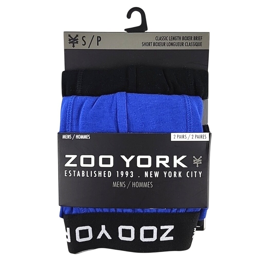 NWT Zoo York Men's Classic Length Boxer Briefs 2 Pairs Blue Black S